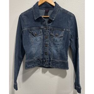 Vintage Distressed Women's Def Jam University  Blue Denim Jean Jacket Size Med